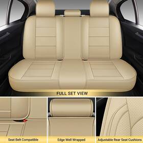 Aoog-a001 Aoog Black Faux Leather Car Back Seat Cover Universal Fit Protector Beige