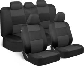 Os-309-cc Bdk Polypro Front And Rear Car Seat Covers Full Set Charcoal/black -