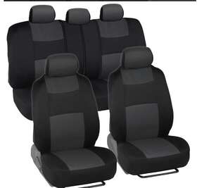 Os-312 Bdk Polypro Car Seat Covers Full Set In Charcoal On Black - Front And Rear Split Bench