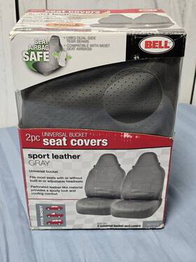 56753-9 Bell Two Sport Leather Seat Covers - Gray Universal Bucket Euc