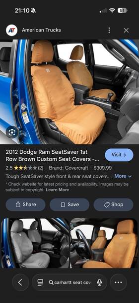 Carhartt Ssc8452cabn Toyota Tacoma Seat Covers Front And Rear Fits Model 2016-2023
