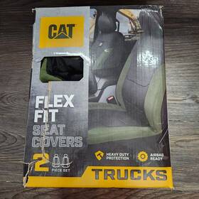 Casc-2274-gn Cat Flexfit Front Seat Covers Black And Green 2pc Honeycomb