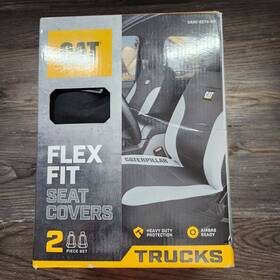 Casc-2274-gr Cat Caterpillar Flexfit Gray Automotive Seat Covers For Cars Trucks And Suvs Set Of 2