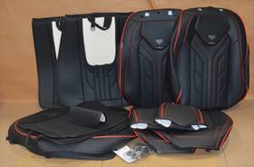 Scu029 Coverado Full Set Car Seat Covers Universal Fit Most Sedans Suv Truc-black/red