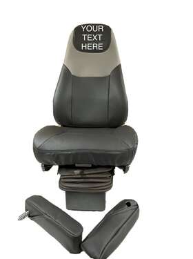 65311 Dc Made Llc. 22 X19 4 Seat Cover With Pocket - Black/gray Leather Peterbilt Freightliner Semi Truck