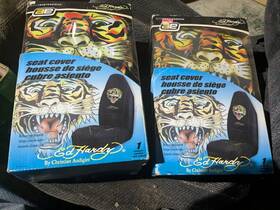 5074294 Ed Hardy 2x Vtg Nos Rare Christian Audigier Tiger Bucket Seat Cover Set Black