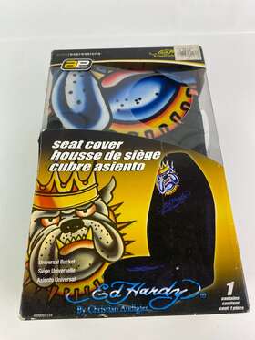 800001996 Ed Hardy Usa Universal Bulldog Seat Cover For Low And High Back Bucket Seats New