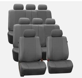 Pu007128 Fh Group 196342128196 Universal Fit 3-row Car Seat Covers Suv Van 8 Seater Gray-avc