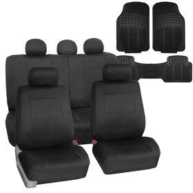 Fh Group Fb083115black-f11306black Car Seat Cover Neoprene Waterproof Pet Proof Full Set Black With Floor Mats