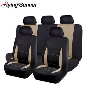 Fb-035-03 Flying Banner Universal Car Seat Covers Beige Black Rear Split Sporty Men Women