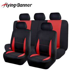 Fb-035-05 Flying Banner Universal Car Seat Covers For Tracks Auto Suv Set Rear Split Red Black New Sleek