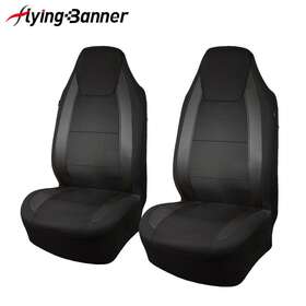 Fb-051-01 Flying Banner Universal Front Car Seat Covers Carbon Fiber Leather Fit Armrest Storage Pouch