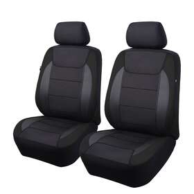 Fb-061-01 Flying Banner Universal 2 Front Car Seat Covers Carbon Fiber Pu Leather Black Fit Armrest Men