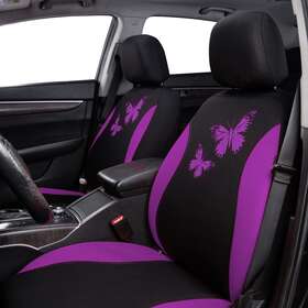 Fb-077-09 Flying Banner Universal Car Seat Covers For Tracks Suv Rear Split Black Purple Butterfly Mesh