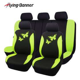 Fb-077-17 Flying Banner Universal Car Seat Covers For Tracks Auto Suv Rear Split Black Green Butterfly