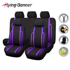 Fb-079-39 Flying Banner Universal Car Seat Covers Full Set Rear Split Purple For Most Washable