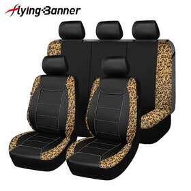 Fb-107-16 Flying Banner Universal Car Seat Covers Tracks Brown Leopard Black Fit Cup Holders New Sleek