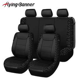 Fb-107-17 Flying Banner 5 Seats Full Set Universal Car Seat Covers Leopard Gray Black Fit Cup Holders