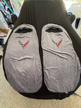 Hilasal 602573667620 2 - Seat Protector Cover/towel With New C8 Corvette Logo Gray