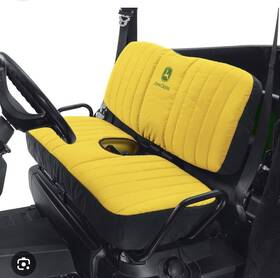 Sc8709 John Deere Mid-sized Bench Seat Covers Yellow And Black With Logo Set Of 2