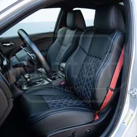 My-sc-srtl-912 Kustom Cover For 15-up Dodge Challenger Performance Seat Black With White Stitching Set