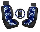 Mehablue7pcset Ys Blue Hawaiian Hibiscus Mesh Set Car Interior Fit Most