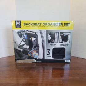 Members Mark 193968378486 Multiple Pocket Back Seat Organizer With Fold Down Tray And Bin