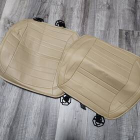 Motor Trend 826942661839 Beige Faux Leather Car Seat Covers For Front Seats 2-pack Padded