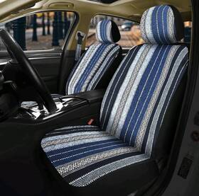 Nilight 840323934602 Car Seat Covers 7pc Blue Stripes Bajasaddle Blanket Steering Wheel Cover