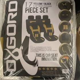 Scno17-ed-yw-bk Oxgord Fh Group Universal Fit Cloth Car Seat Covers Solid Bench With Steering Wheel Cover