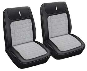 K1026800301 Parts Unlimited Interior 1968 Camaro Front Bucket Seat Upholstery Set Deluxe Houndstooth Black Vinyl