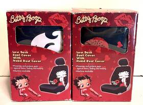 006929w01 Plasticolor Betty Boop Low Back Seat Covers Black With Headrest Lot Of 2 4 Pieces