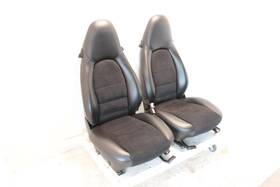 202.po1s99 Porsche 97-02 Boxster Black Leather And Cloth Front Left Right Seats