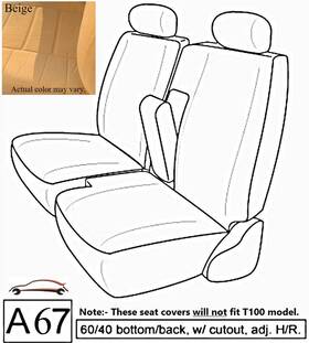 Rsc-a67bg9500-tacoma Realseatcovers A67 Bg Rcab Xcab Front 60/40 Split Bench Custom Exact Beige Seat Covers