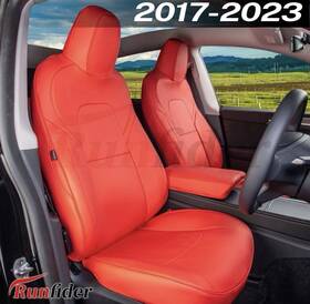 Runfider L1.tslzyt04.l Custom Red Nappa Leather Seat Covers For Tesla Model Y 2017 2024 Full Set