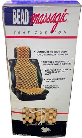 Seville Classics Inc 017641520057 Vintage Beaded Hardwood Car Seat Cushion Bead Massagic 1990 In Original Box