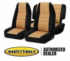 Smittybilt 471225 Used Custom Fit Black / Tan Neoprene Seat Covers 97-02 For Jeep Wrangler