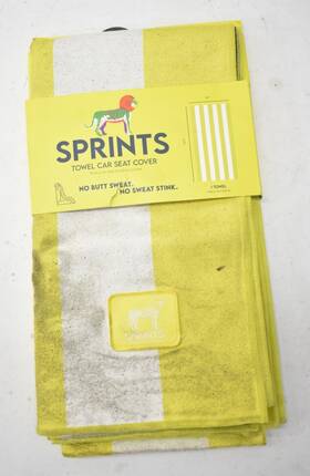 Sprints 718114171737 Sour Sublime Car Seat Cover Towel Yellow Striped 62.5 Inch X 32 Dirty