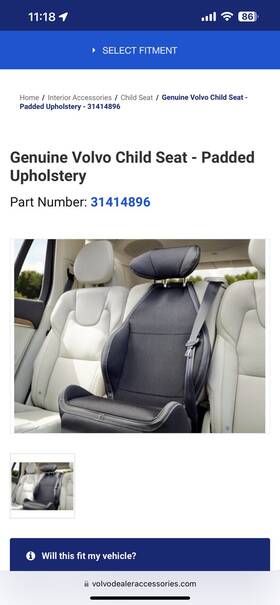 31414896 Volvo Genuine Padded Upholstery For Integrated Booster Seat Xc90 -