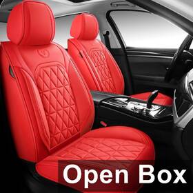 Yjzt01202112 Yjzt01 Red Leather Car Seat Covers 5-seater Full Set Universal For Most Cars Suv Trucks