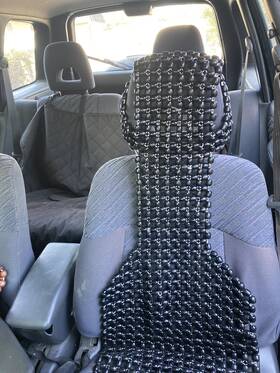 Se095 Zone Tech Beaded Seat Cover - Natural Wooden Beads Cushion For Cars Black