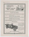 1916 Gordon Car Seat Covers Advertisement: Jp Co. Columbus, Ohio 4TH St.. Fixed Price $21.84.