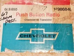 Nos 1967 Chevrolet Impala Ss Super Sport Caprice Am Push Button Radio Kit #2. Fixed Price $500.00.