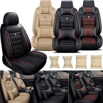 Luxury Leather Front + Rear Car Covers 5-SEATS Cushion Full Set Universal. Fixed Price $89.29.