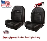 1964 - 66 Mustang Front Bucket Seat Pony "sport R" Upholstery Black, By Tmi. Fixed Price $1048.88.