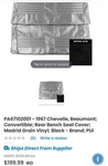 1967 Chevrolet Chevelle Rear Bench Seat Cover Black Vinyl. Fixed Price $115.00.
