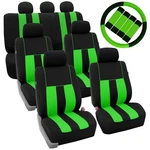 Green Black 3ROW Suv Split Bench Seat Covers Steering Wheel And Belt Pads. Fixed Price $62.99.