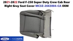 2021-2022 Ford F250 Super Duty Crew Cab Rear Right Gray Seat Cover MC3Z2663804CA. Fixed Price $95.00.