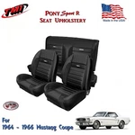 1964 - 66 Mustang Coupe Front/rear Seat Pony "sport R" Upholstery Black, Tmi. Fixed Price $1041.10.