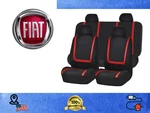 For All Fiat Car Seat Covers Set Of 5 Front Rear Cloth Black With Red Stripes. Fixed Price $135.00.